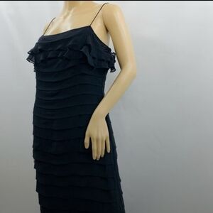 Nina Austin Black Layered Ruffle Maxi Dress